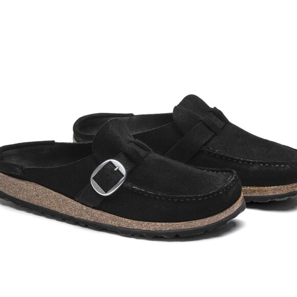 Birkenstock Buckley Suede Leather Clogs- Black - Picture 1 of 16